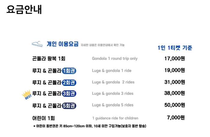 루지요금안내
