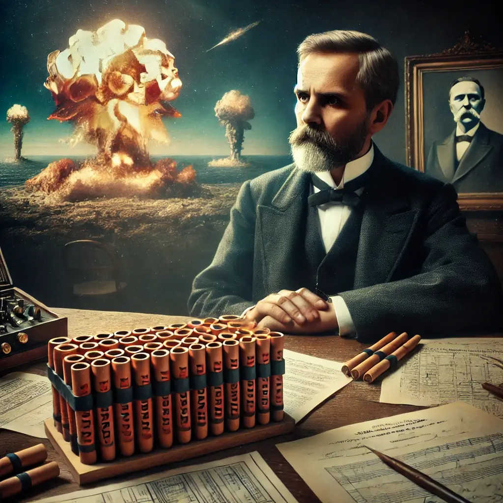 다이너마이트로 유명한 노벨이 고민하는 모습