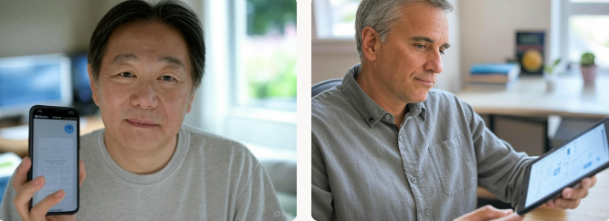 앱을 통해 AI기능으로 원격 진료 받는 모습