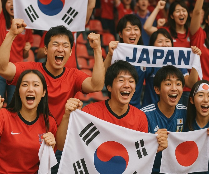 한국 일본 응원 사진