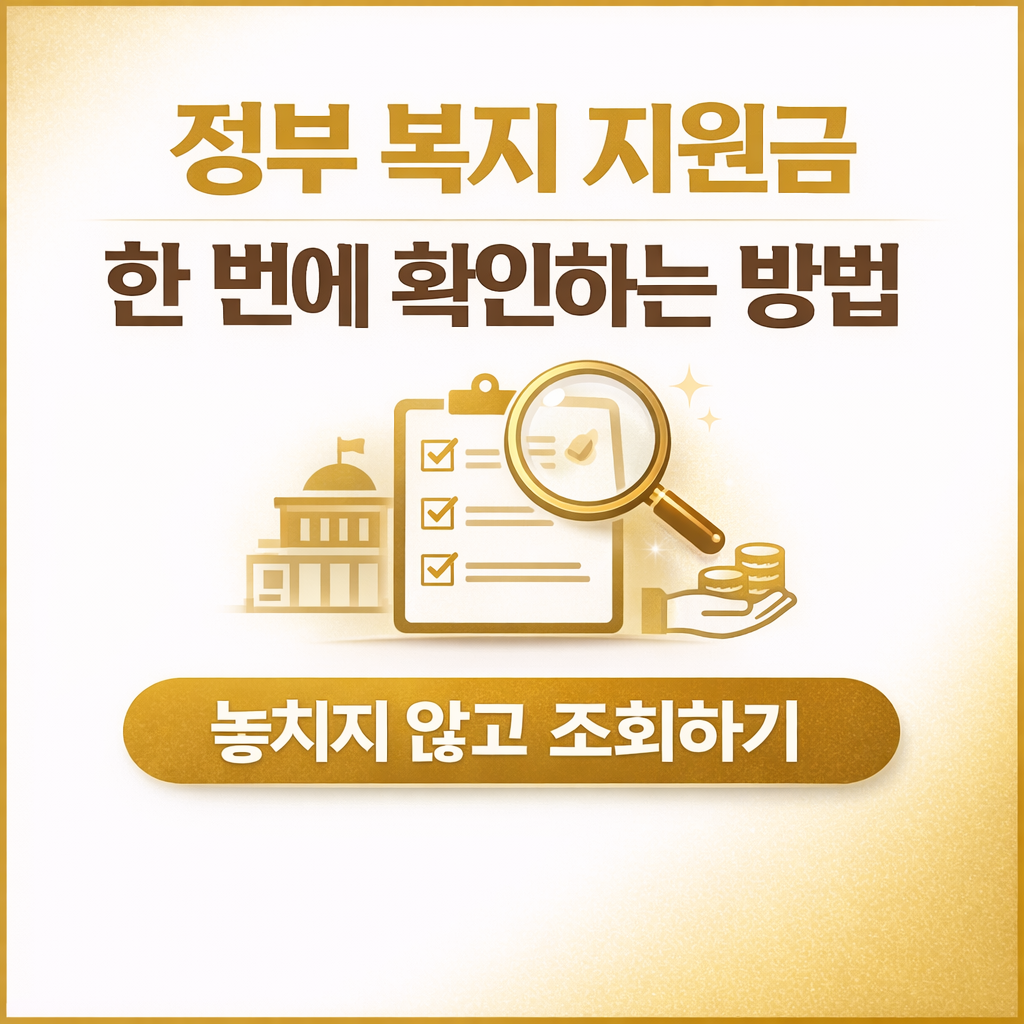 정부 복지 지원금 신청 기준을 정리한 썸네일 이미지 &mdash; 소득 기준&middot;재산 기준&middot;가구 기준에 따른 지원 대상 판단 안내 (government welfare support eligibility thumbnail)