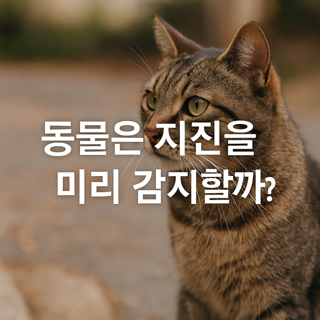 지진 전조 현상을 감지하는 동물의 민감한 행동을 상징하는 고양이의 모습