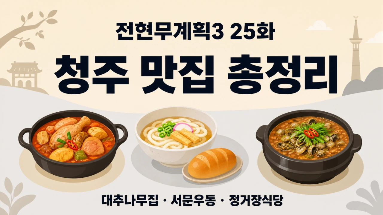 전현무계획3 25화 청주 맛집 대추나무집 서문우동 정거장식당 요약 이미지