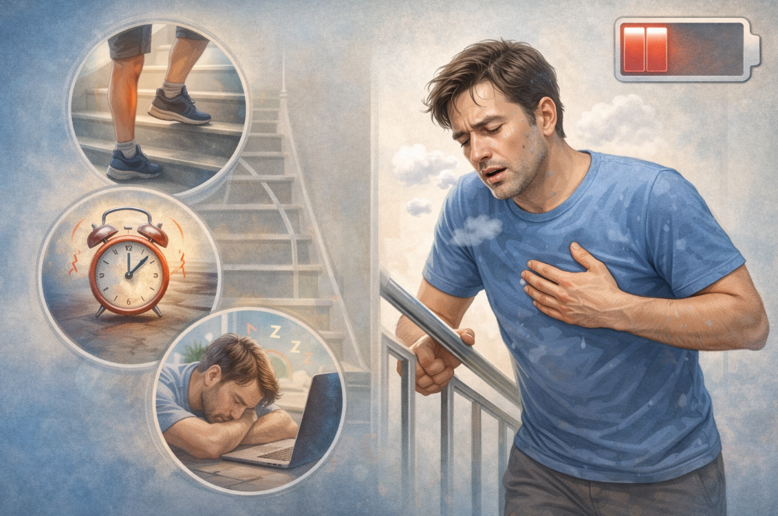 체력 저하 증상을 보이는 남성 그림