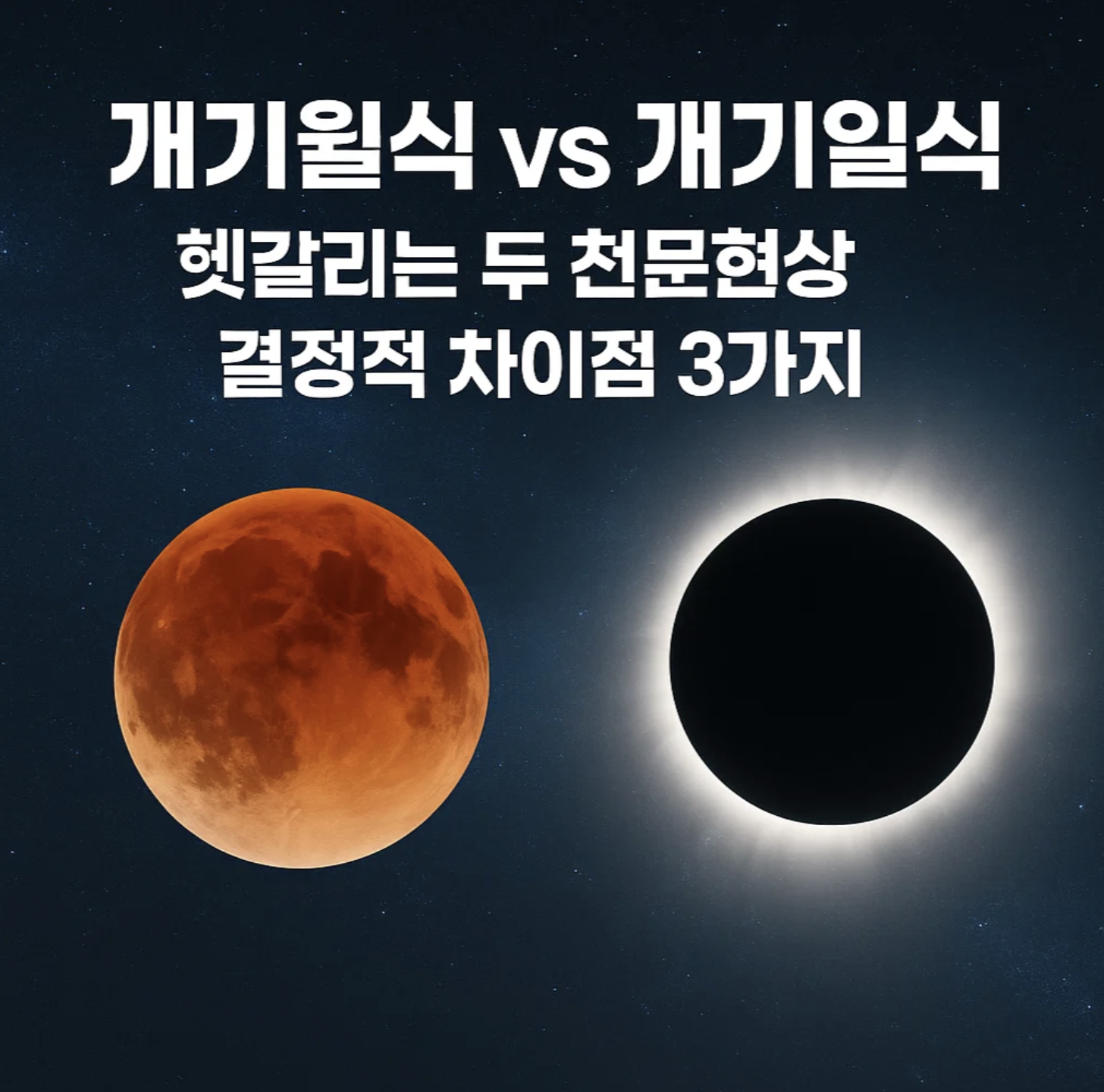 개기월식 vs 개기일식, 헷갈리는 두 천문현상 결정적 차이점 3가지