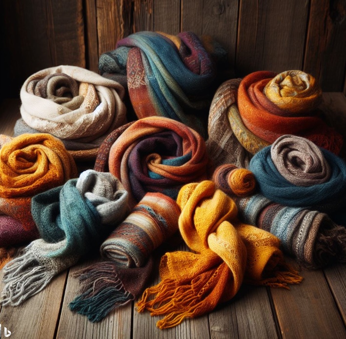 천연 염색이 된 모직물