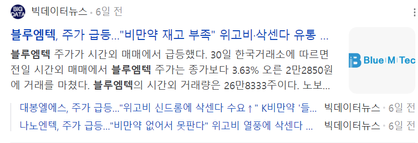 위고비-관련주-블루엠텍