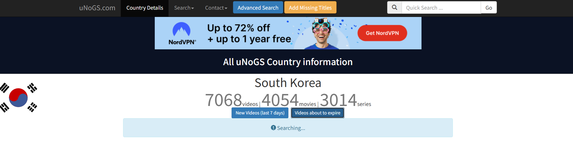 넷플릭스 검색 unogs.com Contry Details