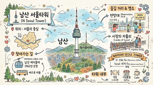 AI 수업 실습으로 직접 만든 남산 서울타워 인포그래픽