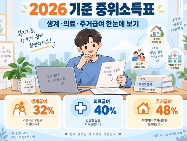 2026 기준 중위소득표|생계·의료·주거급여 한눈에 보기