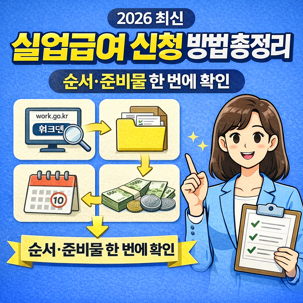 실업급여 신청 방법 총정리 2026 (순서&middot;준비물 한 번에 확인)