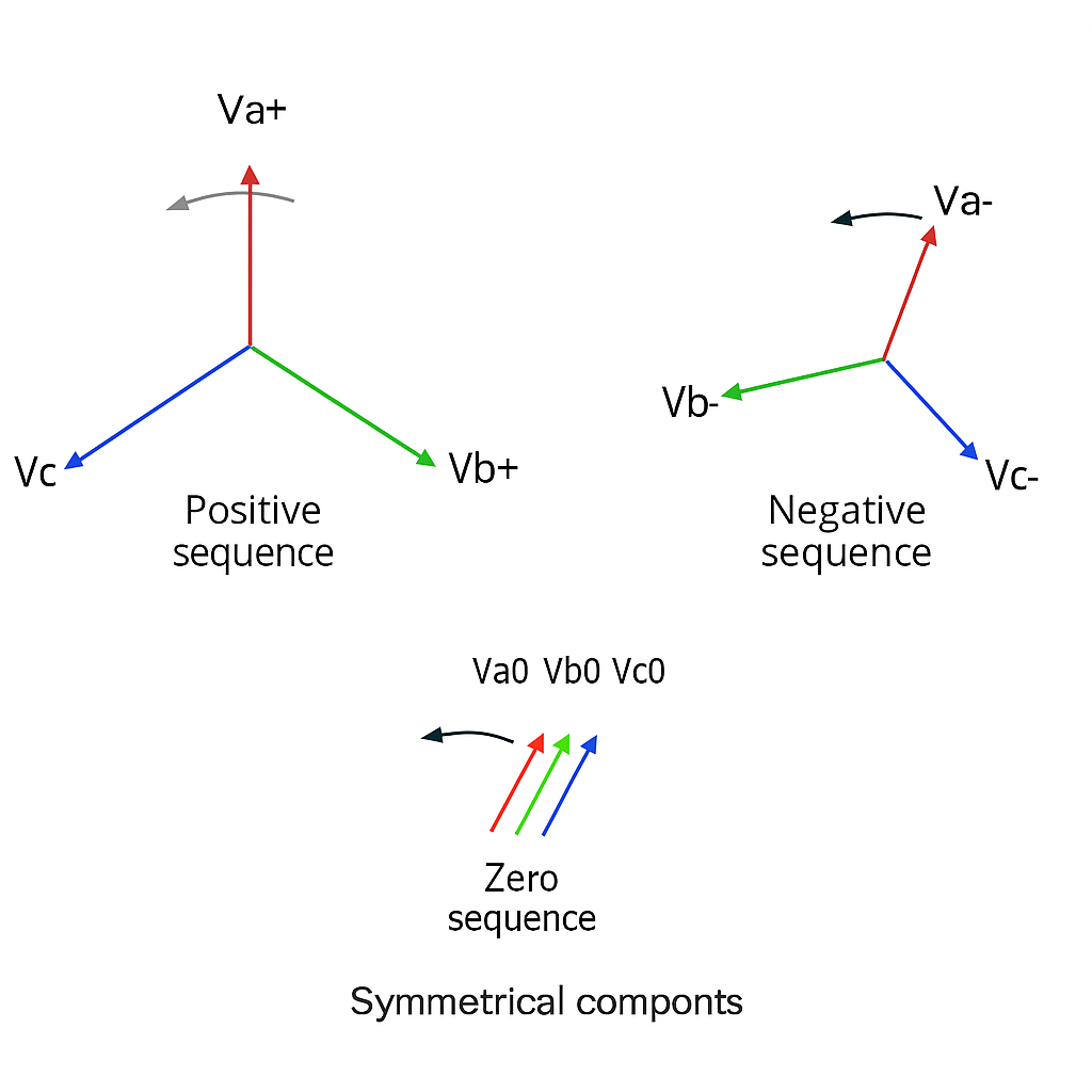 3상 전압의 대칭분해 성분 벡터 다이어그램