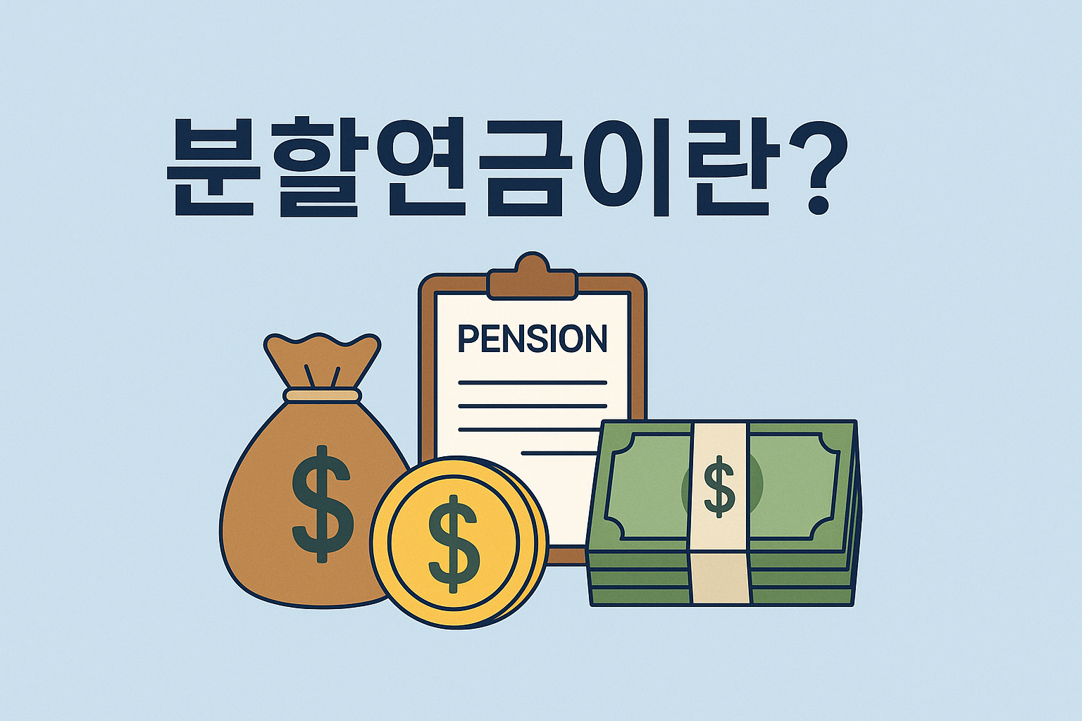분할연금이란?-글자와-돈을-표현하는-이미지가-있는-일러스트