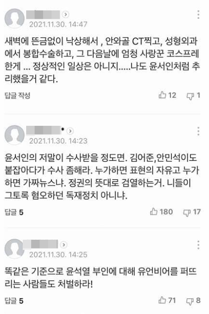만화가 윤서인 뉴스에 달린 댓글들