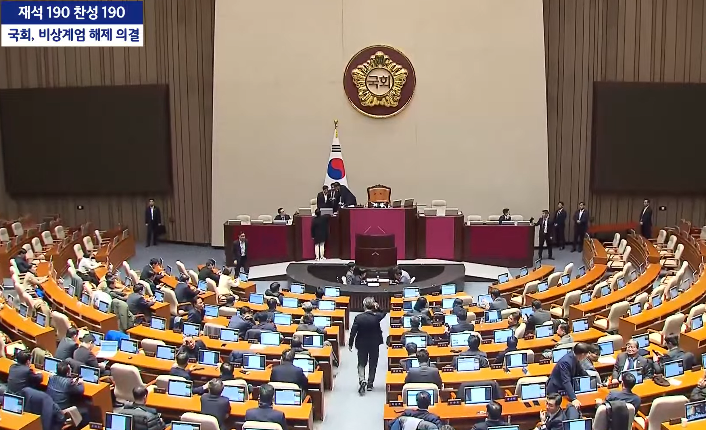 비상계엄 해제, 국회, 2시간 35분 만에 결의안 가결