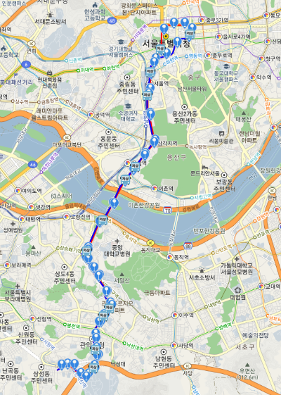 501번 버스 노선도