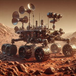 화성 표면을 탐사 중인 로버