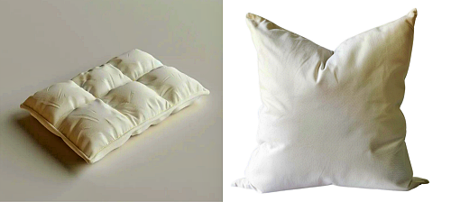 푹 꺼지는 소재의 베개들