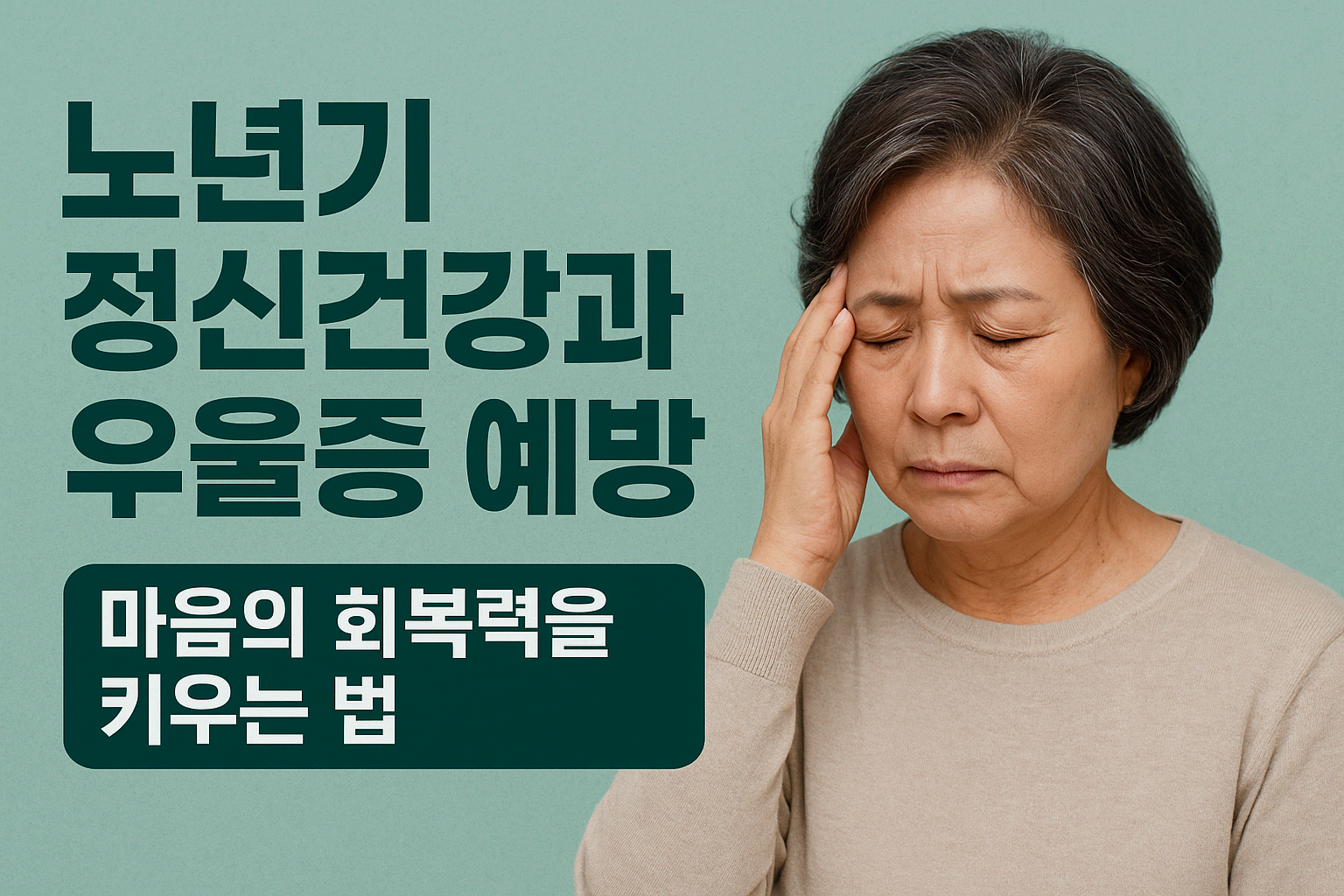 노년의 품격 9 - 노년기 정신건강과 우울증 예방(마음의 회복력을 키우는 법)