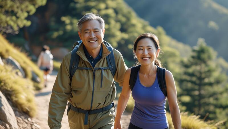 등산하는 중년 남여