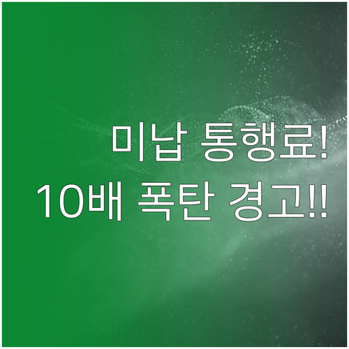 미납 통행료 납부 기한과 10배 부과..