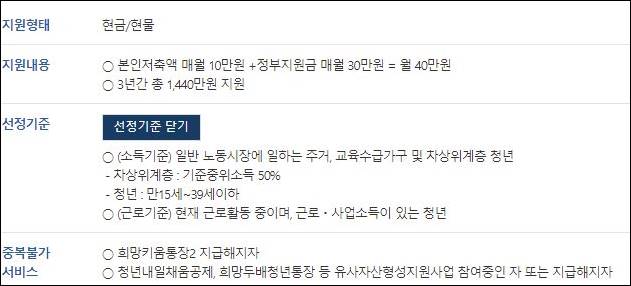 청년저축계좌 자격