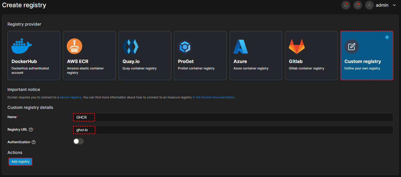 커스텀 레지스트리 설정