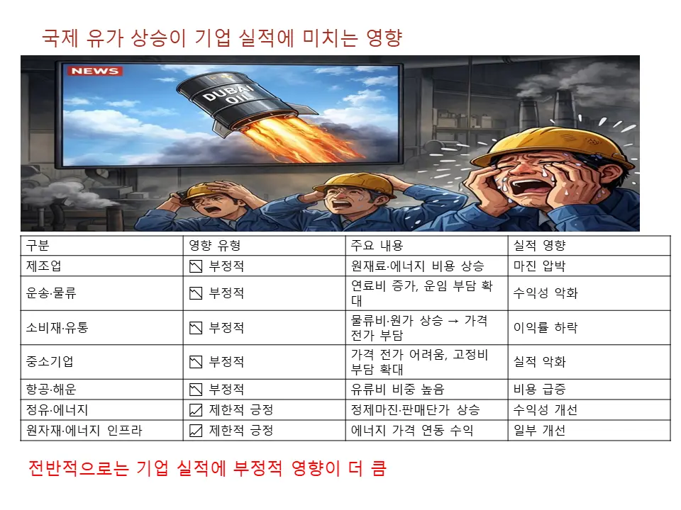 국제 유가 상승이 기업 실적에 미치는 영향