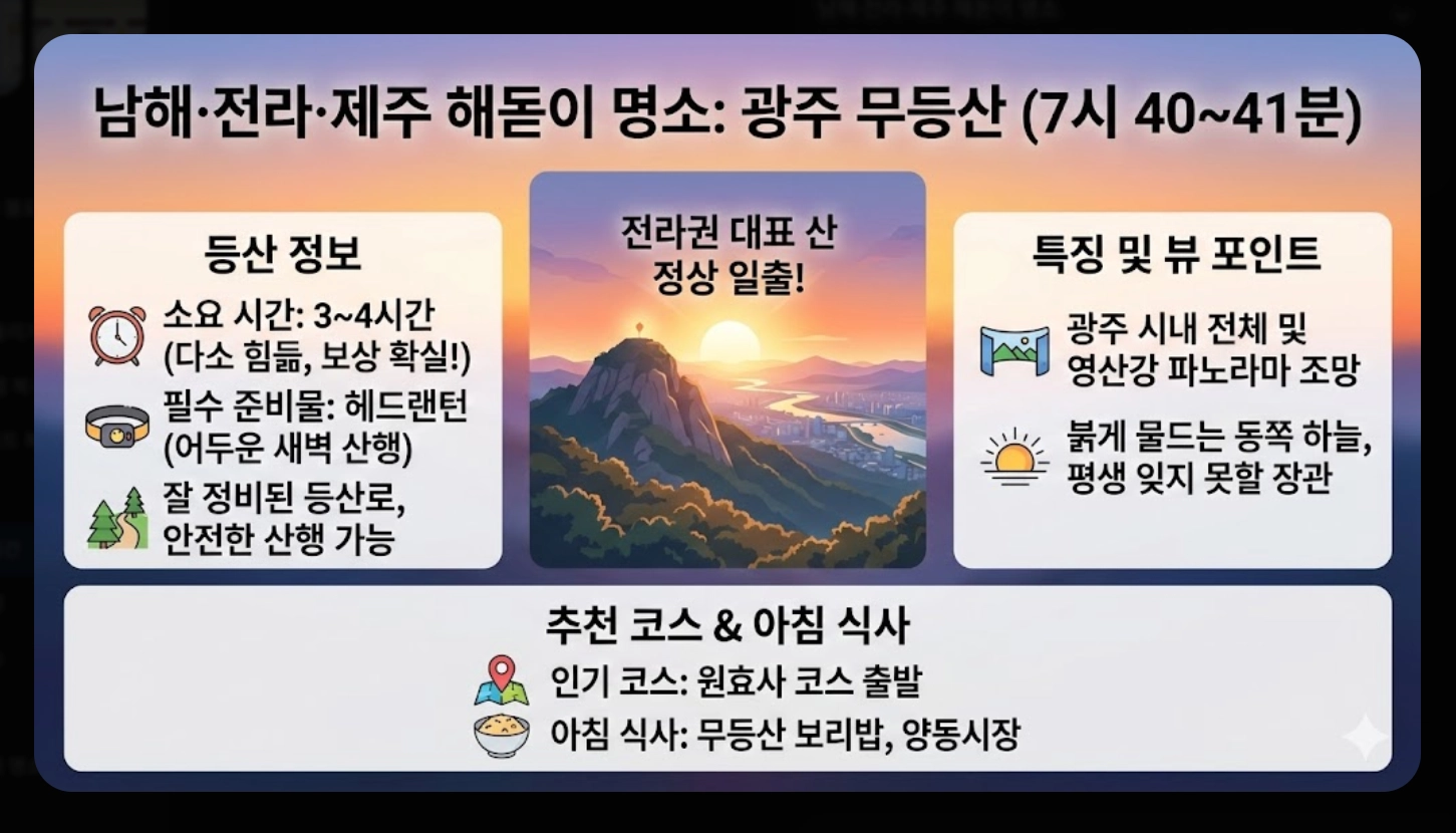 2026년 지역별 해돋이 시간 완벽 정리