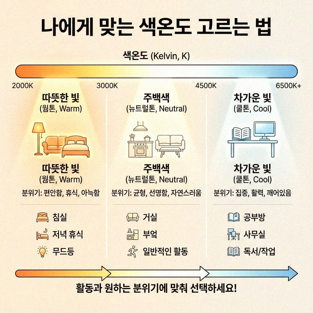 우리 집 거실 분위기를 좌우하는 조명 색온도 완벽 맞추기