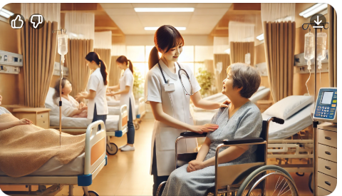 요양병원에서 환자를 간호하는 간호사