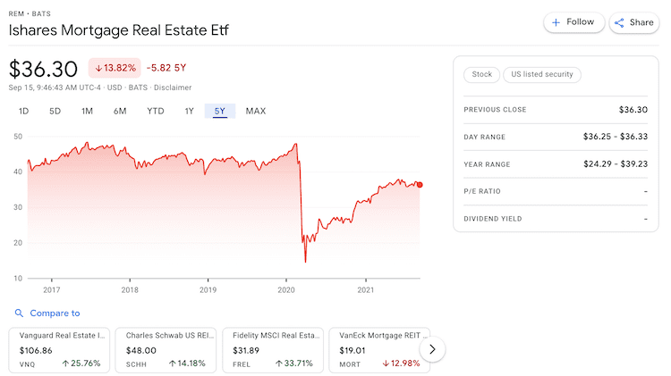 rem stock price info