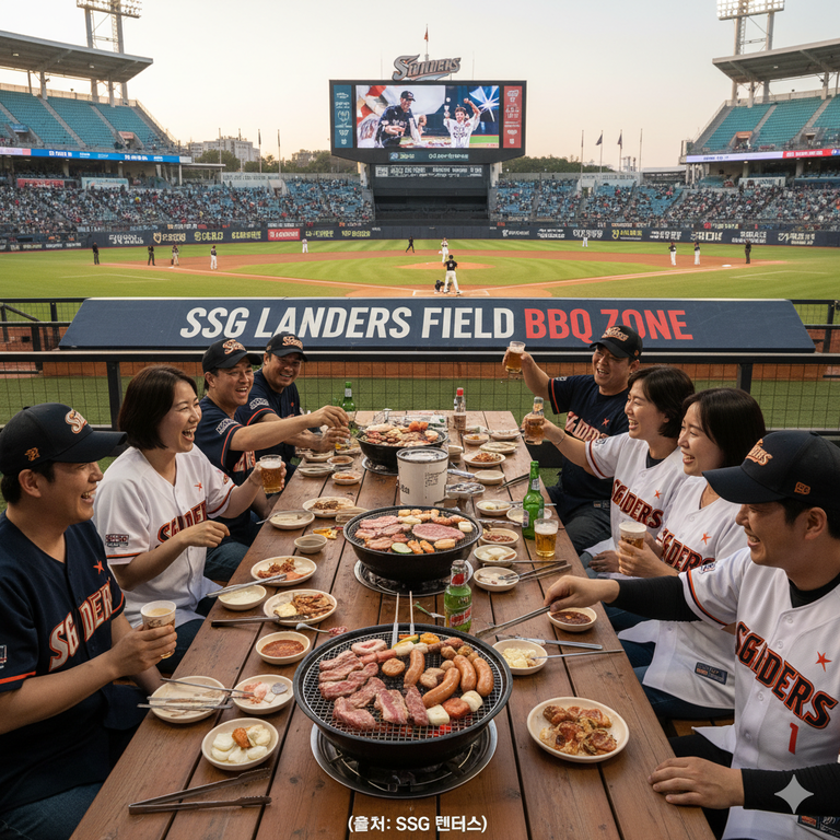 ▲ SSG 랜더스필드 바비큐 존. 야구와 바비큐를 동시에 즐기는 이색 경험.