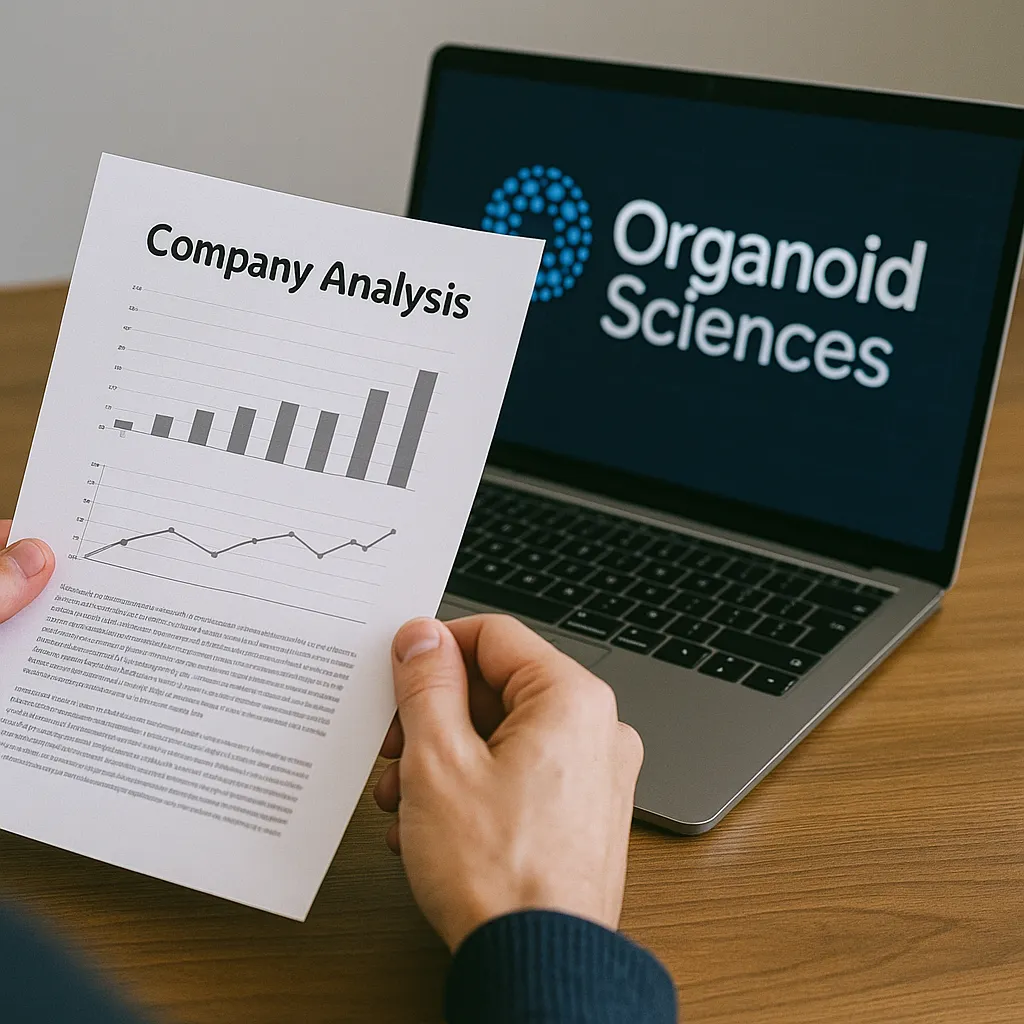 오가노이드사이언스 기업 분석 보고서를 검토하는 모습