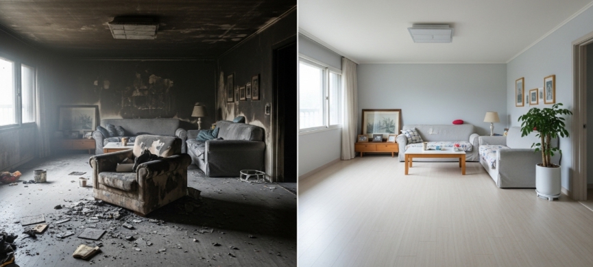 화재 복구 인테리어 전후