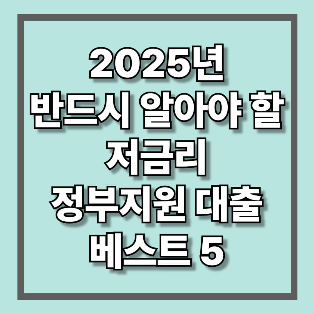 2025년 반드시 알아야 할 저금리 정부지원 대출 베스트 5