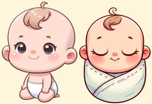 신생아-2명의-일러스트-그림