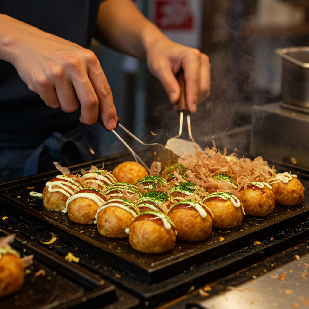 오사카 타코야키 거리 음식