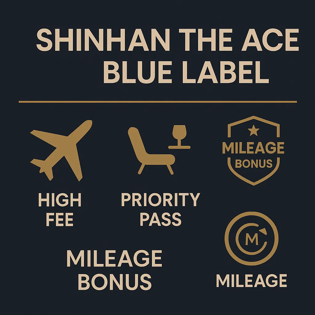 신한카드 THE ACE BLUE LABEL의 마일리지, 라운지, 고연회비 혜택 요약