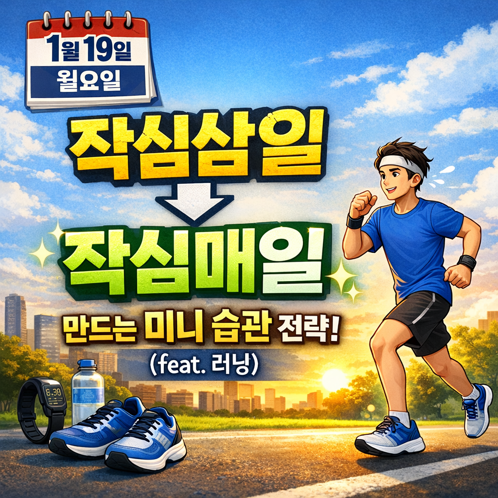 1월 19일 월요일, 작심삼일을 '작심매일'로 만드는 미니 습관 전략 (feat. 러닝)
월요병 극복, 새해 다짐 작심삼일, 습관 만들기, 미니멀 라이프, 월요일 운동 루틴, 직장인 자기계발, 1월 셋째 주 계획, 러닝 효과, 월요일 점심 추천, 주간 스케줄 관리