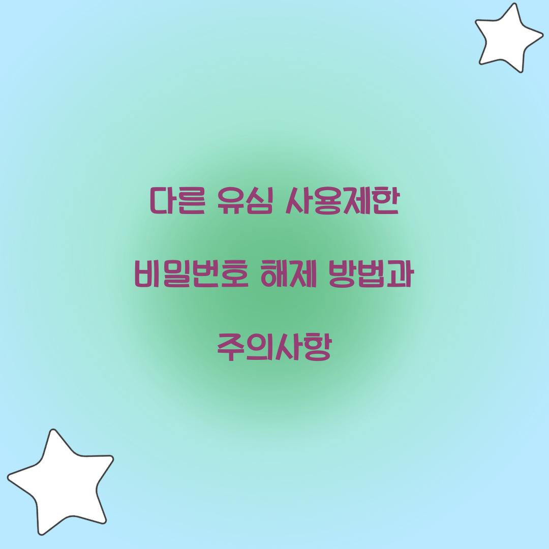 다른 유심 사용제한 비밀번호