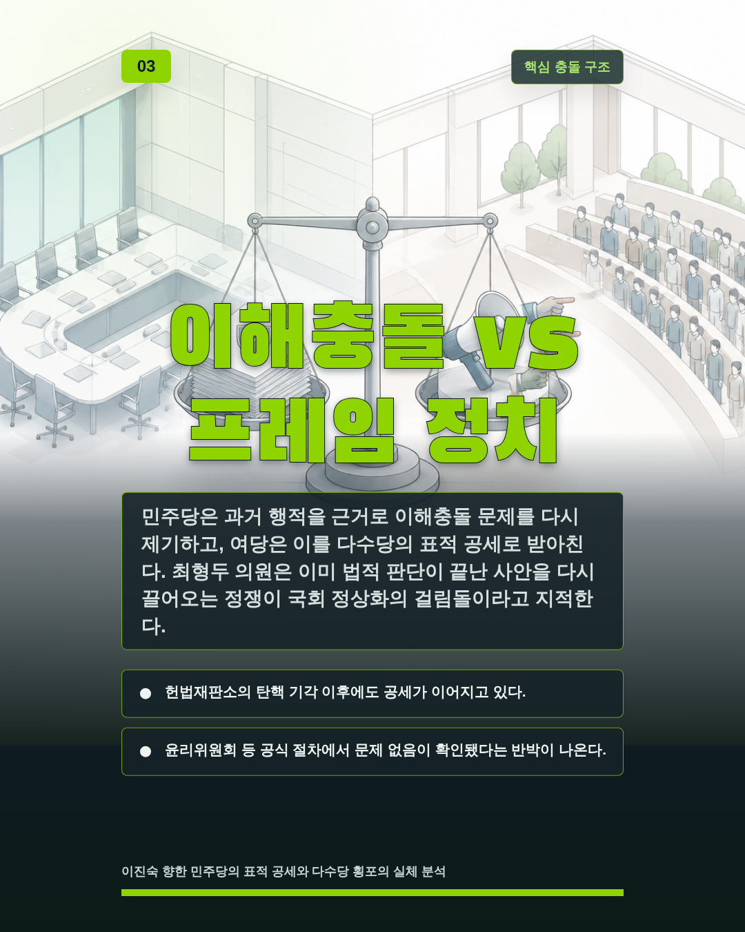 이해충돌 vs 프레임 정치