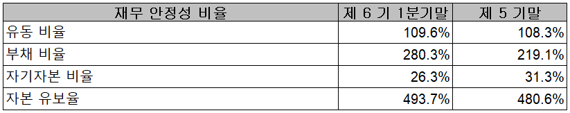 나인테크 - 재무 안정성 비율