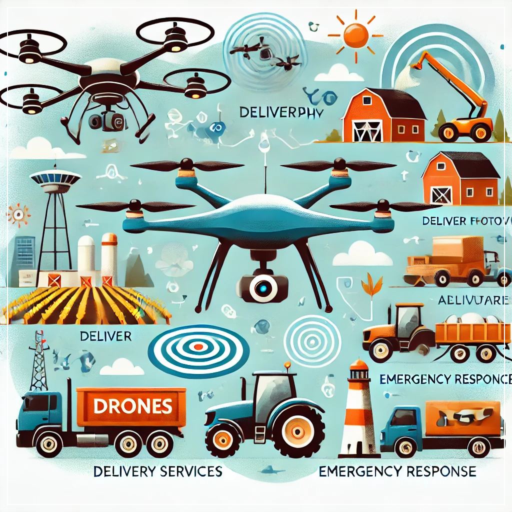 다양한 산업에서 활용되는 드론을 나타낸 이미지
