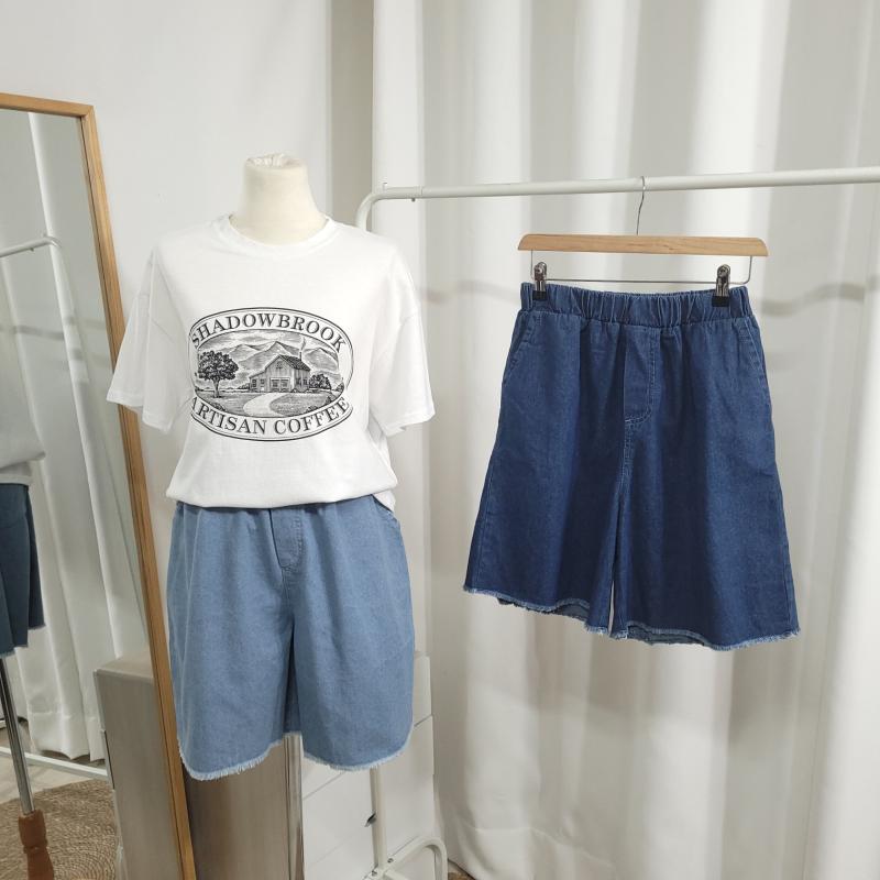 여성5부청반바지 여자밴딩 빅사이즈청반바지