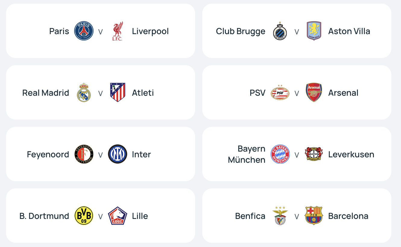 24-25챔피언스리그 16강대진표