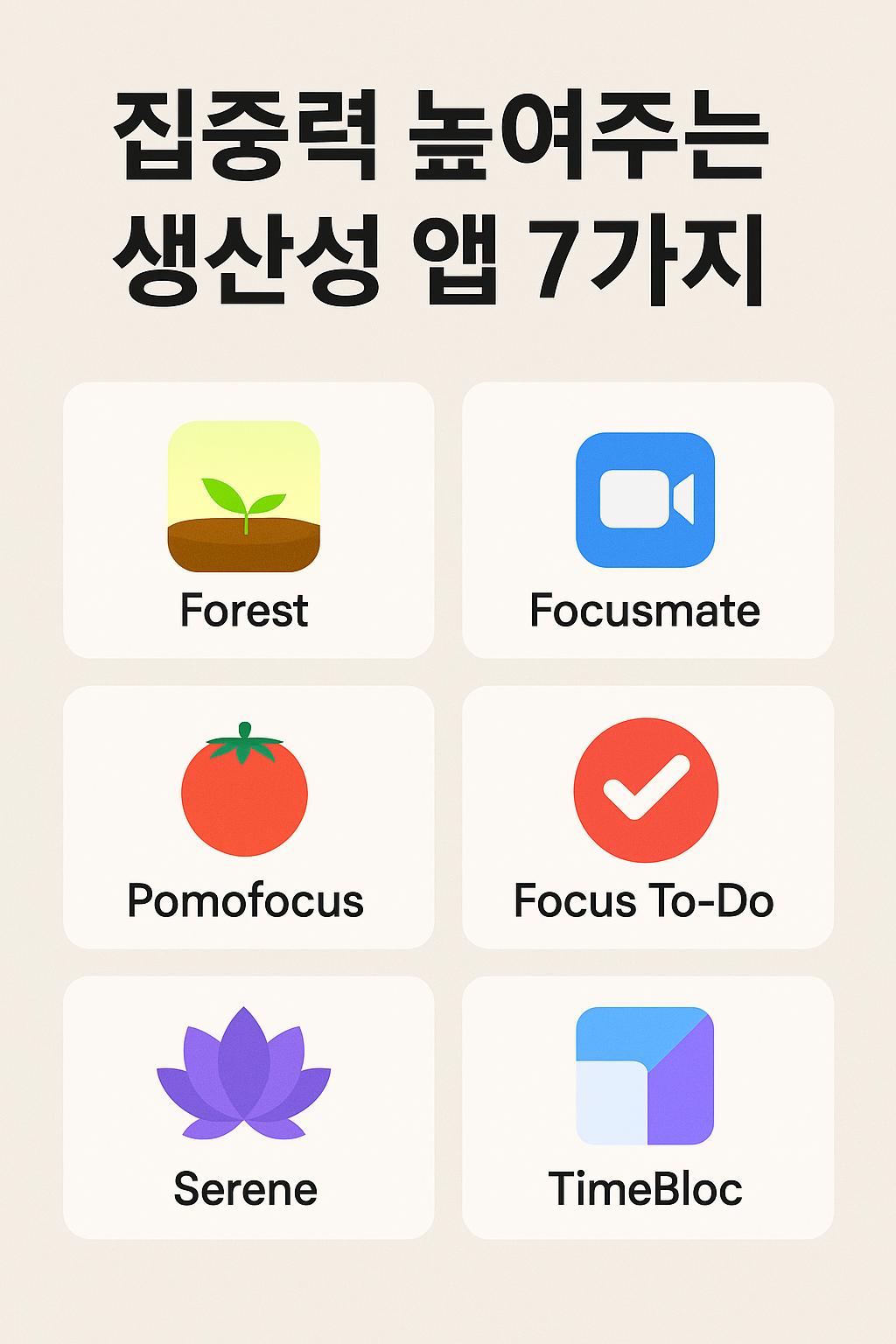 집중력 높여주는 생산성 앱 7가지 비교 분석