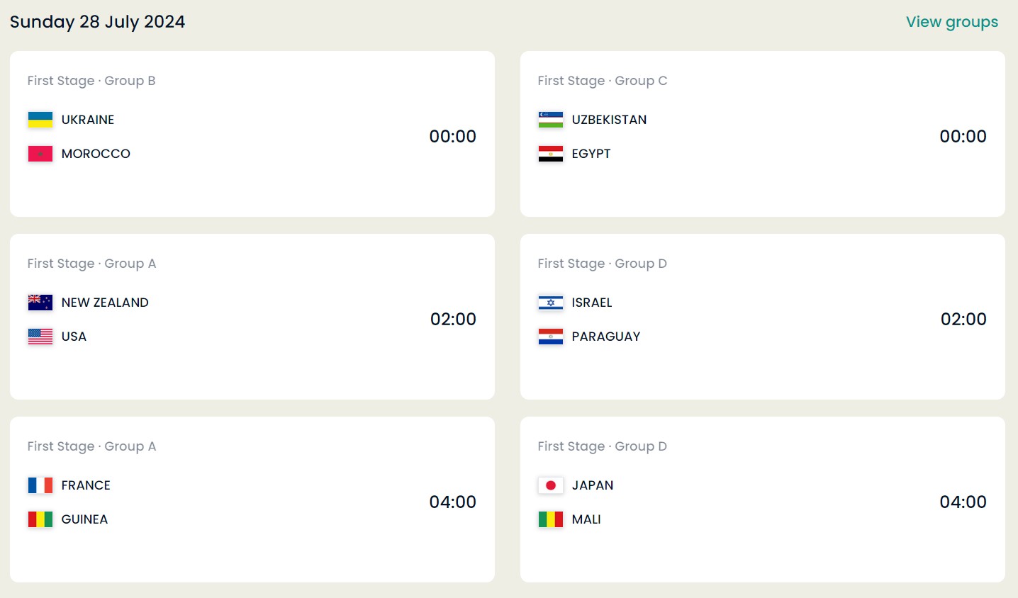 2024 파리올림픽 축구 경기 일정