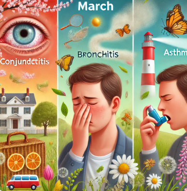 결막염, 기관지염과 관련된 그림