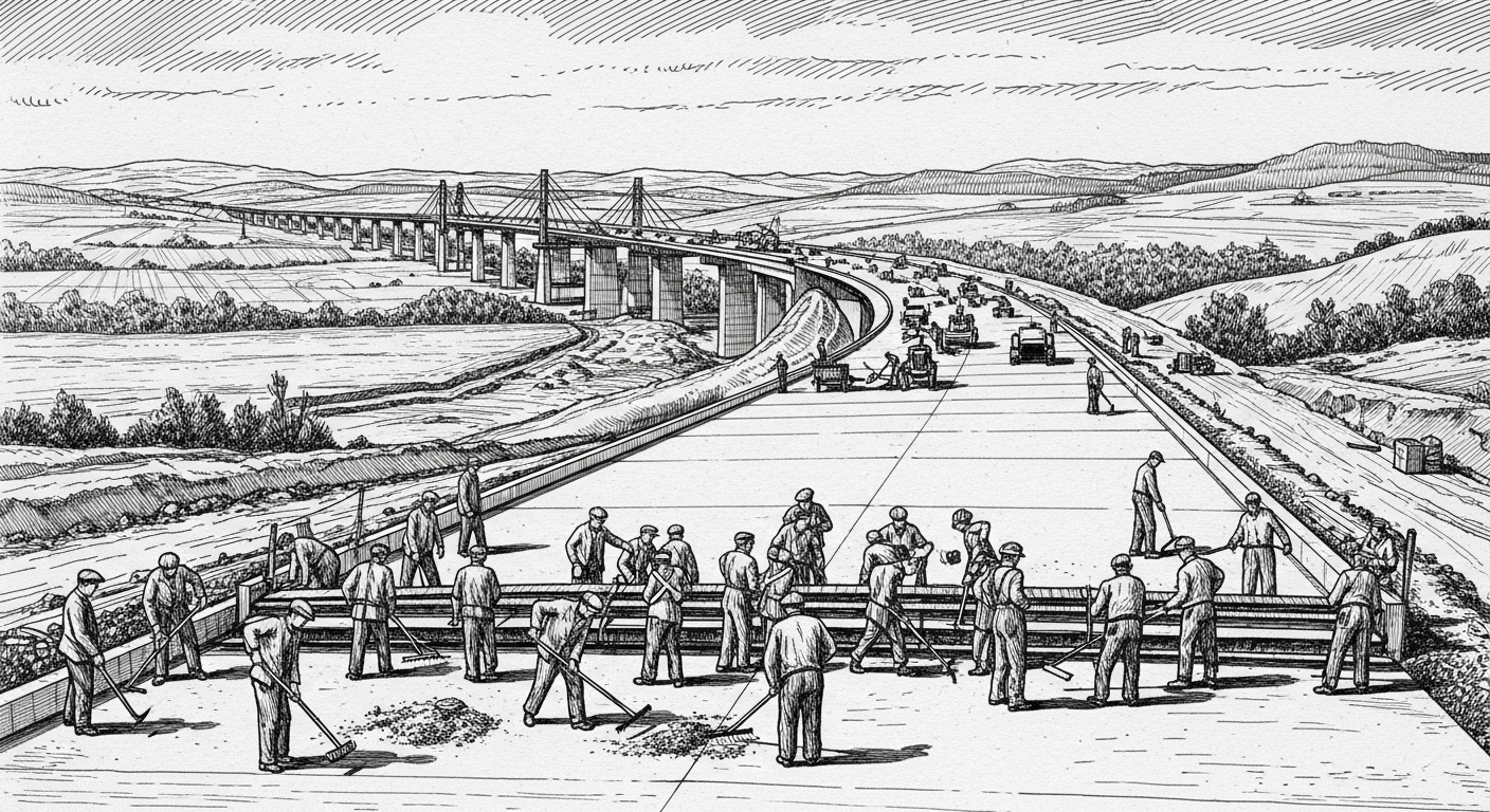 1930년대 독일 아우토반 건설 현장의 근로자